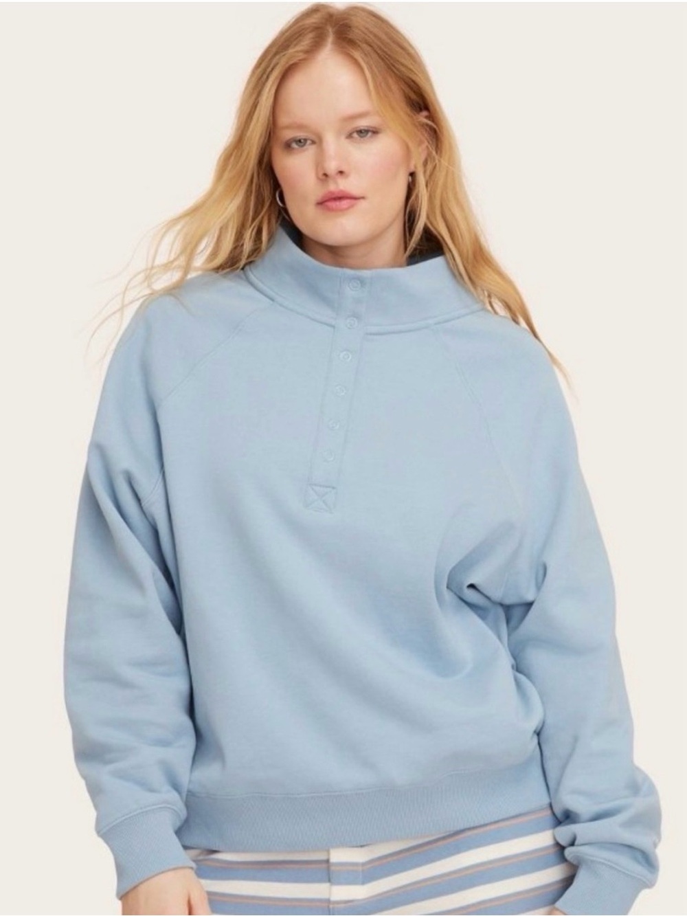 Parke Target Women's Snap Mockneck Popover Sweatshirt Blue In Hand L/XL nwot